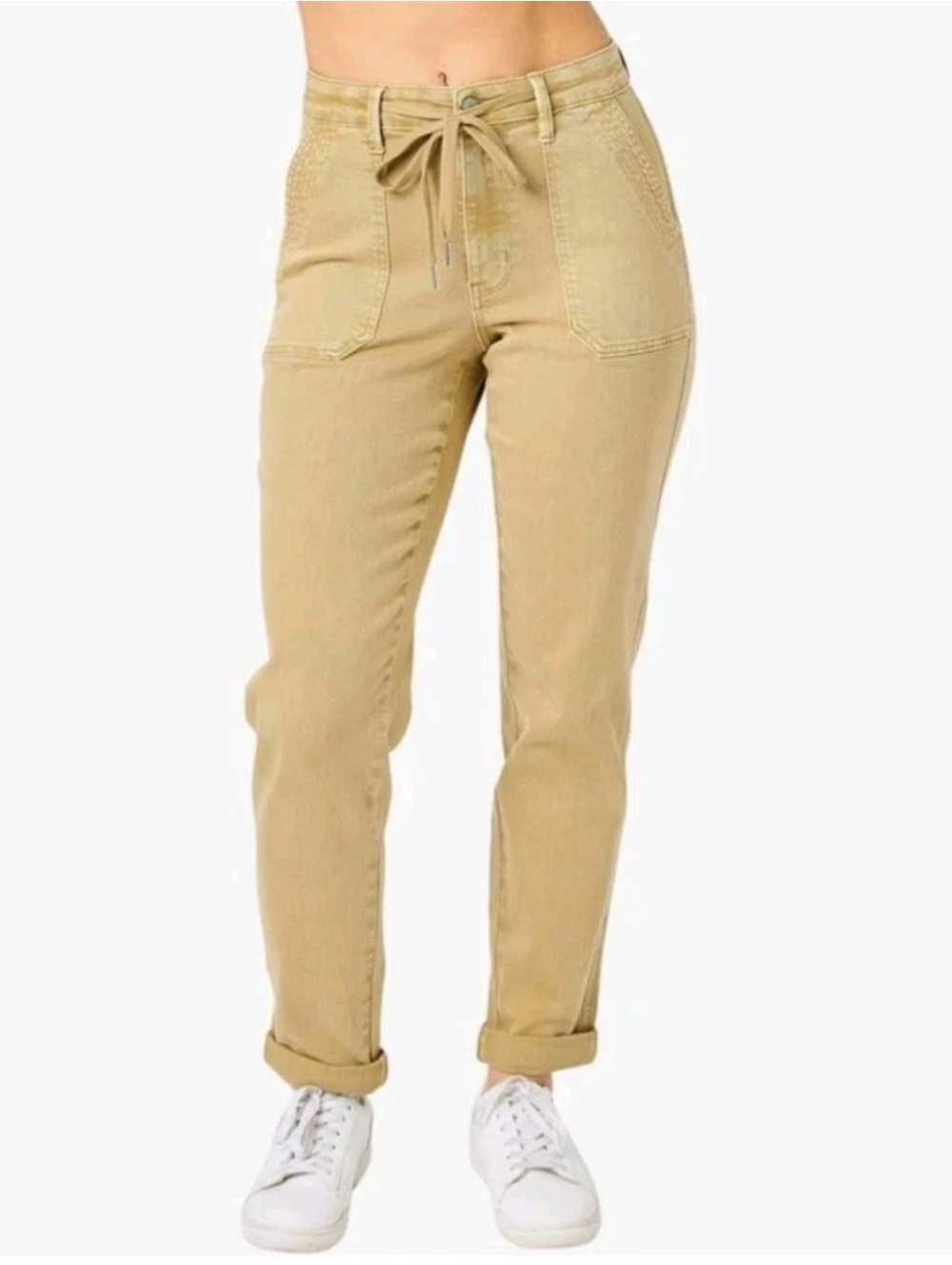Judy Blue High Rise Vintage Double Cuffed Khaki Jeans Sz 18W Garment Dyed Pants